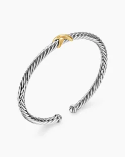 Cable Flex® X Station Bracelet Sterling Silver with 14K Yellow Gold, 4mm