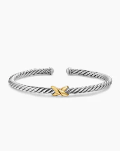 Cable Flex® X Station Bracelet Sterling Silver with 14K Yellow Gold, 4mm