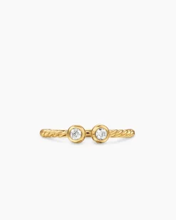 Cable Open Round Ring 18K Yellow Gold with Diamonds, 1.7mm
