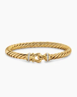 Cablespira® Buckle Bracelet 18K Yellow Gold with Diamonds, 6mm