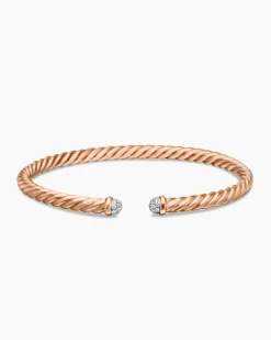 Cablespira® Flex Bracelet 18K Rose Gold with Diamonds, 4mm