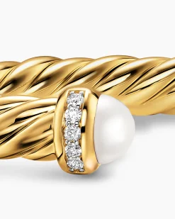 Cablespira® Flex Bracelet 18K Yellow Gold with Pearls and Diamonds, 6mm