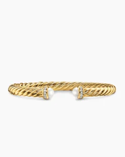 Cablespira® Flex Bracelet 18K Yellow Gold with Pearls and Diamonds, 6mm