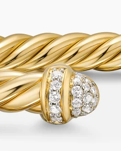 Cablespira® Flex Bracelet 18K Yellow Gold with Pavé Diamond Domes, 4mm