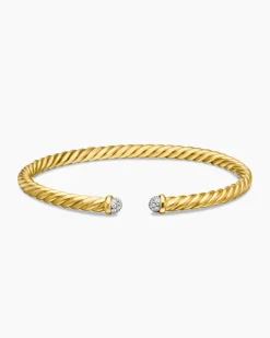 Cablespira® Flex Bracelet 18K Yellow Gold with Diamonds, 4mm