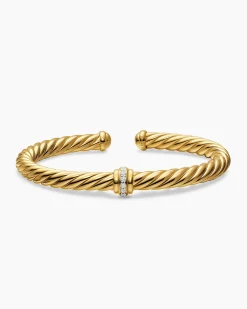Cablespira® Flex Center Station Bracelet 18K Yellow Gold with Diamonds, 6mm