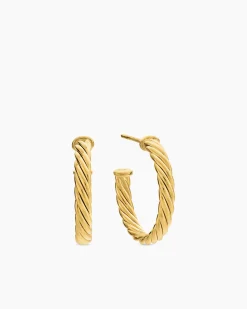 Cablespira® Hoop Earrings 18K Yellow Gold, 3/4in
