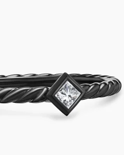 Cable Stack Ring Black Titanium with Diamond, 1.7mm