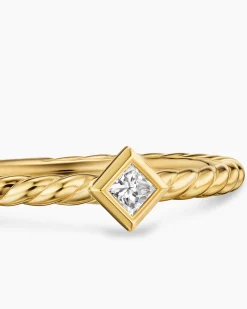 Cable Stack Ring 18K Yellow Gold with Diamond, 1.7mm
