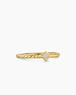 Cable Stack Ring 18K Yellow Gold with Diamond, 1.7mm