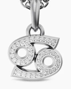 Cancer Amulet Sterling Silver with Diamonds, 17mm