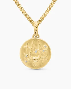 Capricorn Amulet 18K Yellow Gold with Diamonds, 19mm