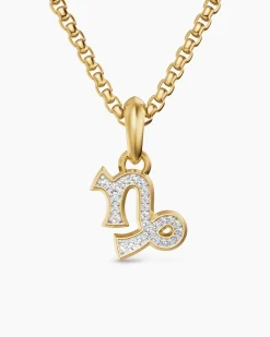 Capricorn Amulet 18K Yellow Gold with Diamonds, 18.5mm