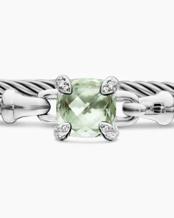 Chatelaine® Bracelet Sterling Silver with Prasiolite and Diamonds, 3mm