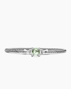 Chatelaine® Bracelet Sterling Silver with Prasiolite and Diamonds, 3mm