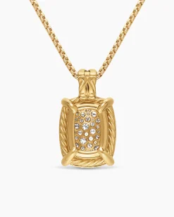 Chatelaine® Elongated Pendant Necklace 18K Yellow Gold with Diamonds, 19mm