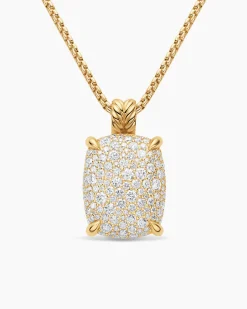 Chatelaine® Elongated Pendant Necklace 18K Yellow Gold with Diamonds, 19mm