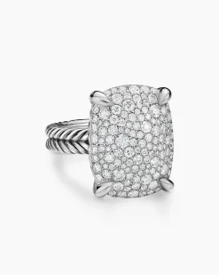 Chatelaine® Elongated Ring Sterling Silver with Diamonds, 19mm