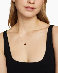 Chatelaine® Heart Pendant Necklace 18K Yellow Gold with Garnet, 8mm