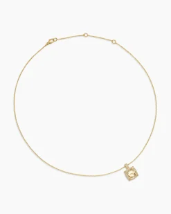 Chatelaine® Pavé Bezel Pendant Necklace 18K Yellow Gold with Champagne Citrine and Diamonds, 9mm