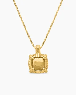 Chatelaine® Pavé Bezel Pendant Necklace 18K Yellow Gold with Champagne Citrine and Diamonds, 9mm
