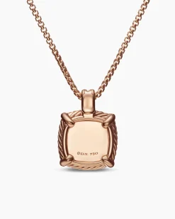 Chatelaine® Pavé Bezel Pendant Necklace 18K Rose Gold with Morganite and Diamonds, 14mm