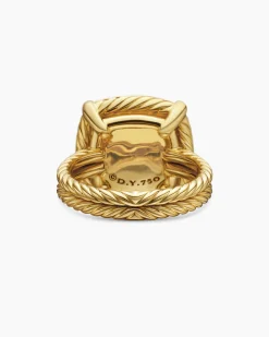 Chatelaine® Pavé Bezel Ring 18K Yellow Gold with Blue Topaz and Diamonds, 14mm