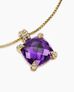 Chatelaine® Pendant Necklace 18K Yellow Gold with Amethyst and Diamonds, 11mm