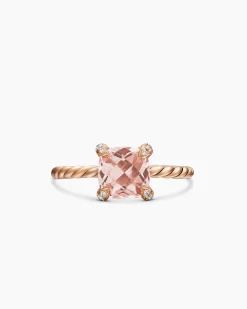 Chatelaine® Ring 18K Rose Gold with Morganite and Diamonds, 7mm