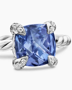 Chatelaine® Ring 18K White Gold with Tanzanite and Diamonds, 7mm