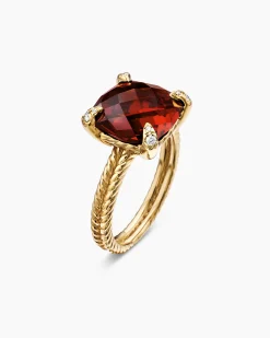 Chatelaine® Ring 18K Yellow Gold with Garnet and Diamonds, 11mm