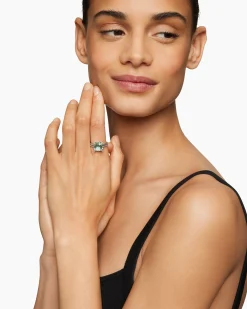 Chatelaine® Ring Sterling Silver with Prasiolite and Diamonds, 11mm