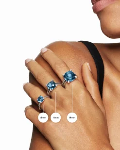 Chatelaine® Ring Sterling Silver with Blue Topaz and Diamonds, 8mm