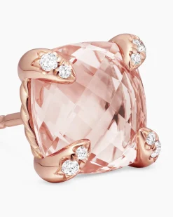 Chatelaine® Stud Earrings 18K Rose Gold with Morganite and Diamonds, 8mm
