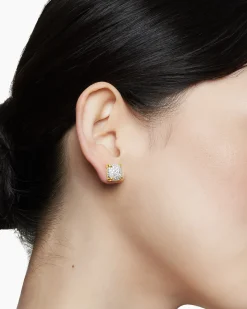 Chatelaine® Stud Earrings 18K Yellow Gold with Pavé Diamonds, 11mm