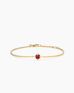 Chatelaine® Teen Bracelet 18K Yellow Gold with Garnet, 4mm