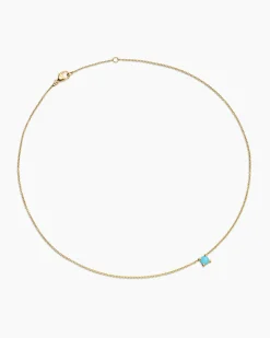 Chatelaine® Teen Necklace 18K Yellow Gold with Turquoise, 4mm