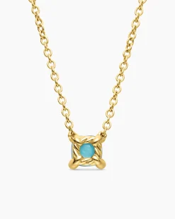 Chatelaine® Teen Necklace 18K Yellow Gold with Turquoise, 4mm