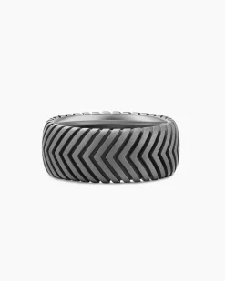 Chevron Band Ring Anthracite Titanium, 10mm