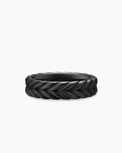 Chevron Band Ring Black Titanium, 6.2mm