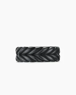 Chevron Band Ring Black Titanium, 9mm