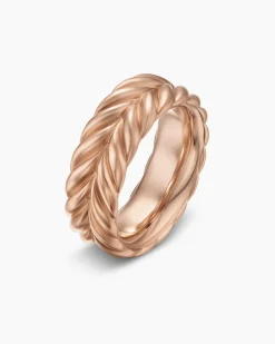 Chevron Band Ring 18K Rose Gold, 9mm