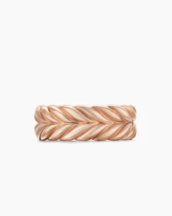 Chevron Band Ring 18K Rose Gold, 9mm