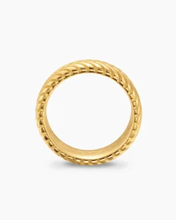 Chevron Band Ring 18K Yellow Gold, 8mm