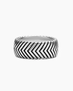 Chevron Band Ring Sterling Silver, 10mm