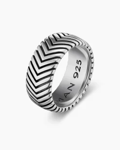 Chevron Band Ring Sterling Silver, 10mm