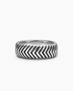 Chevron Band Ring Sterling Silver, 8mm