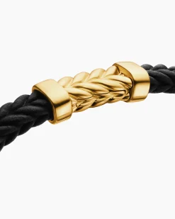 Chevron Bracelet Black Rubber with 18K Yellow Gold, 6mm