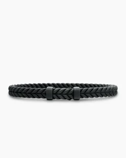 Chevron Bracelet Black Rubber with Black Titanium, 6mm
