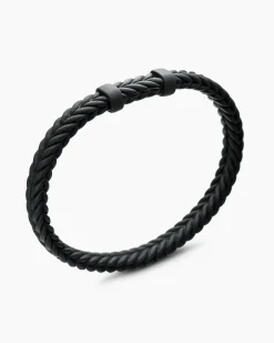 Chevron Bracelet Black Rubber with Black Titanium, 6mm